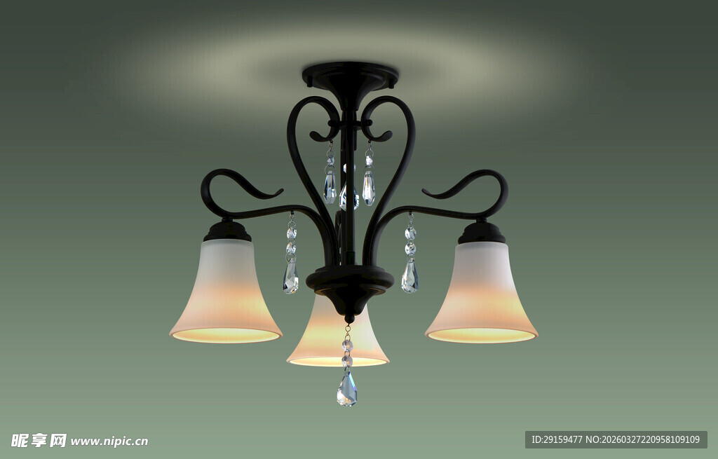 复古铁艺三头吊灯