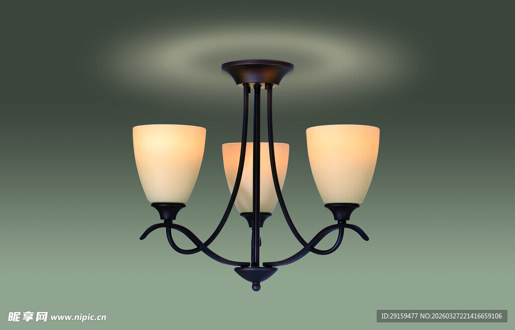 简约铁艺三头吊灯