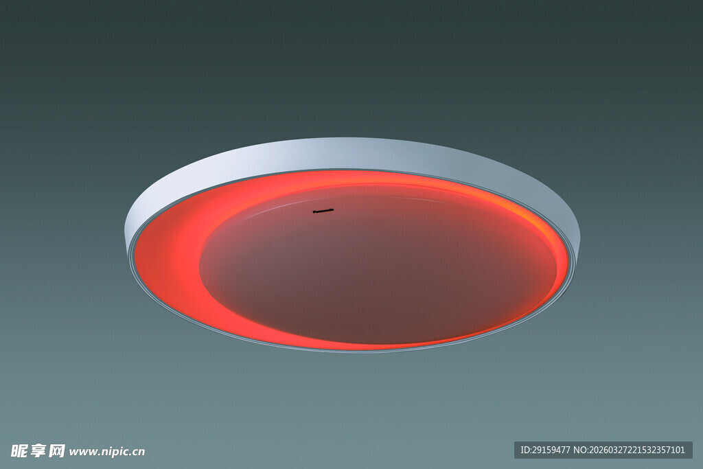 红色环形吸顶灯特写