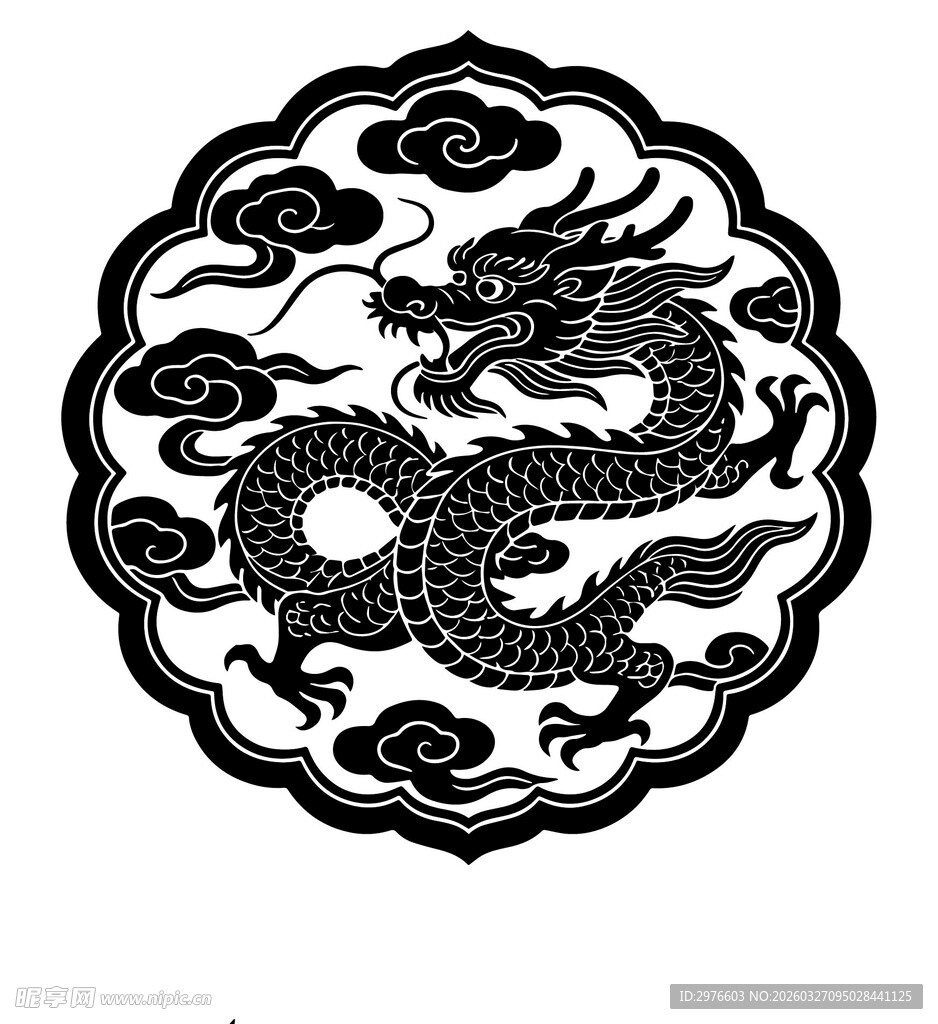 传统中式龙纹圆形图案