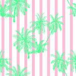粉色背景上的绿色棕榈树图案