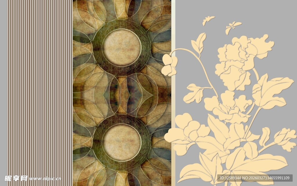 复古花卉与几何图案装饰
