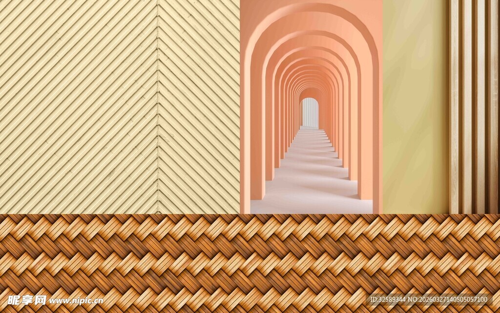 拱形通道下的纹理地面