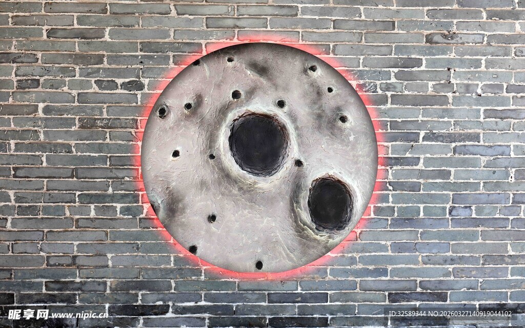 圆形墙面月球纹理