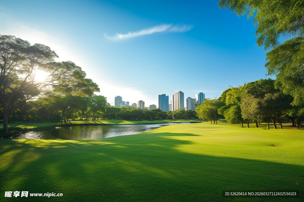 城市旁的绿意盎然