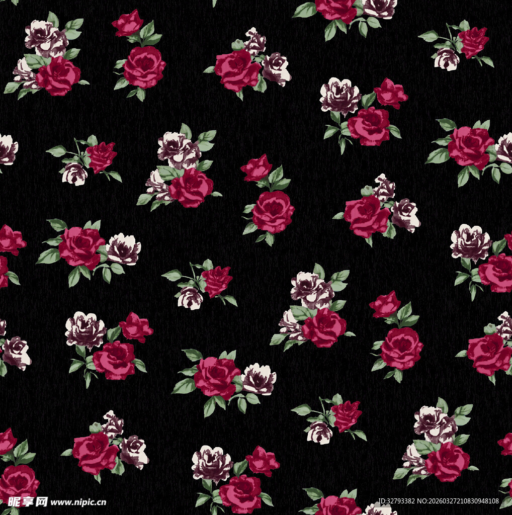 黑色底花卉图案纹理