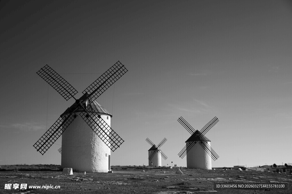 黑白风车景观