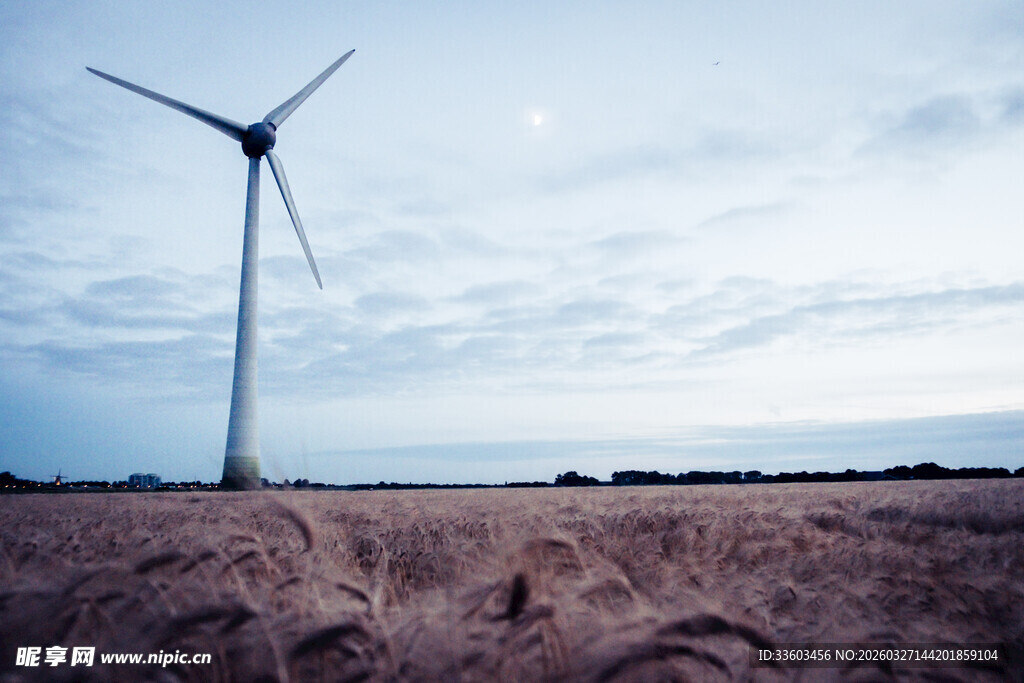 田野上的风力发电机