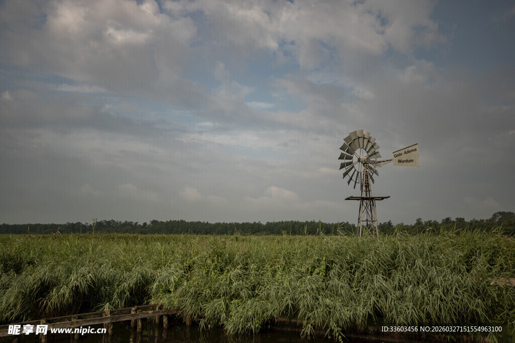 田野中的风车