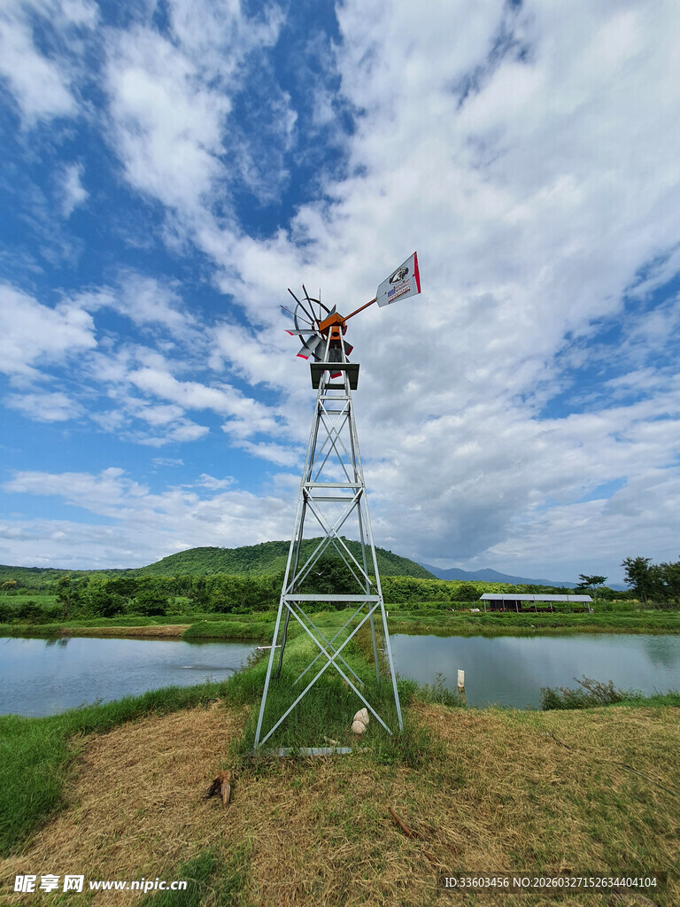田野中的风车景观
