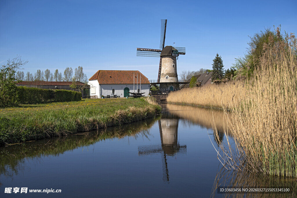 荷兰田园风车水乡美景