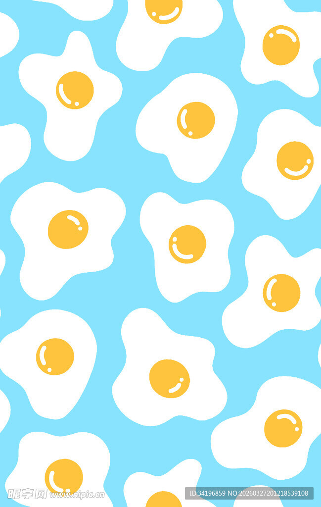 蓝色背景上的荷包蛋图案