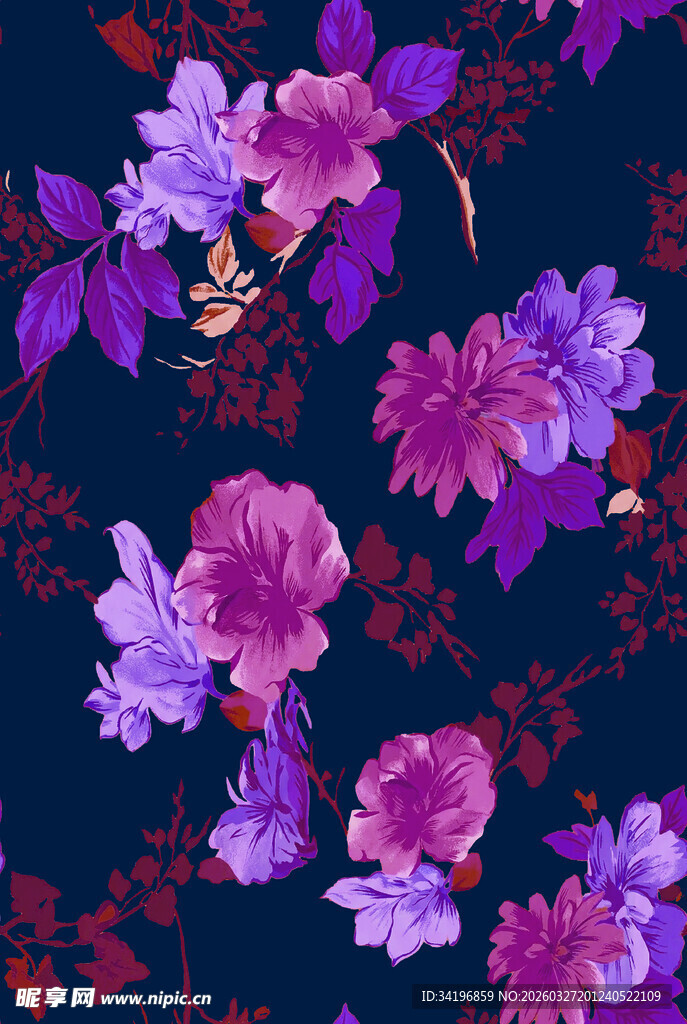 紫色花卉图案背景设计