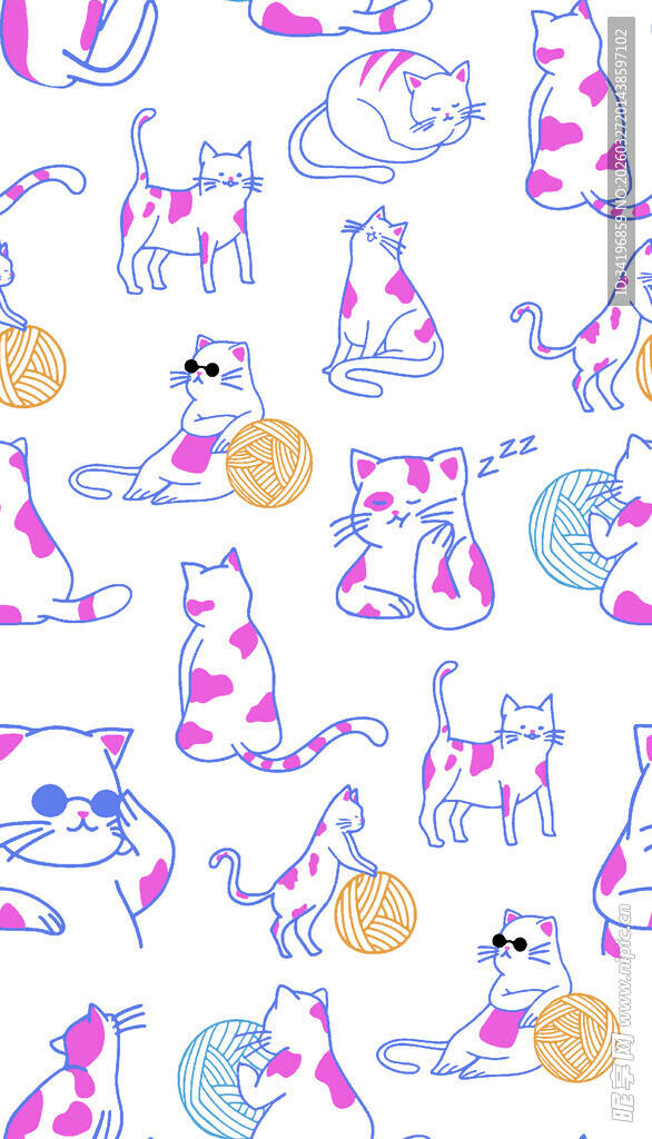 可爱猫咪图案背景设计