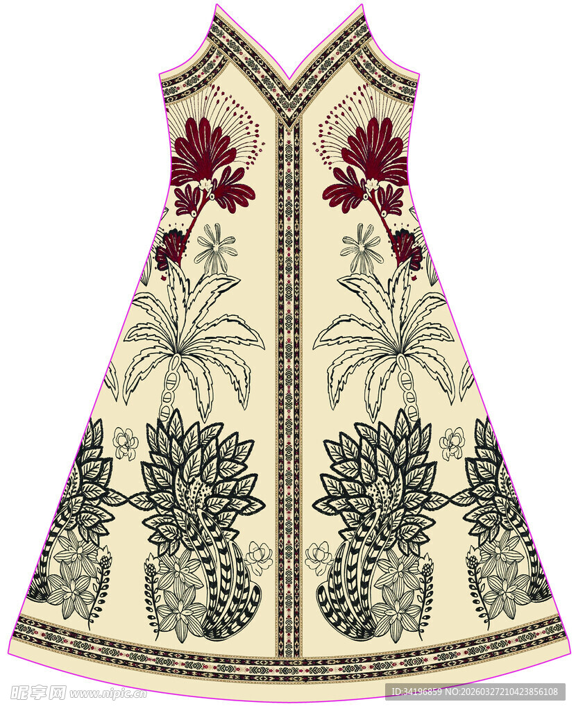 花卉刺绣连衣裙图案设计