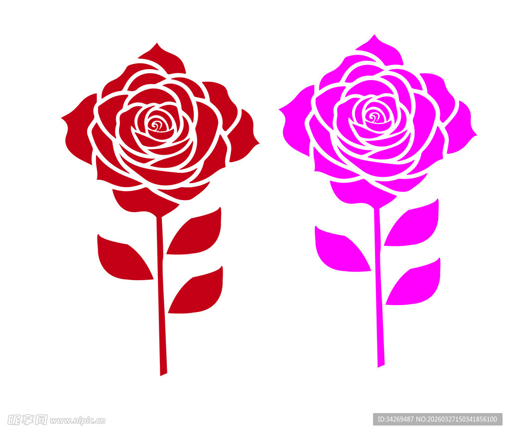 双色玫瑰图案设计