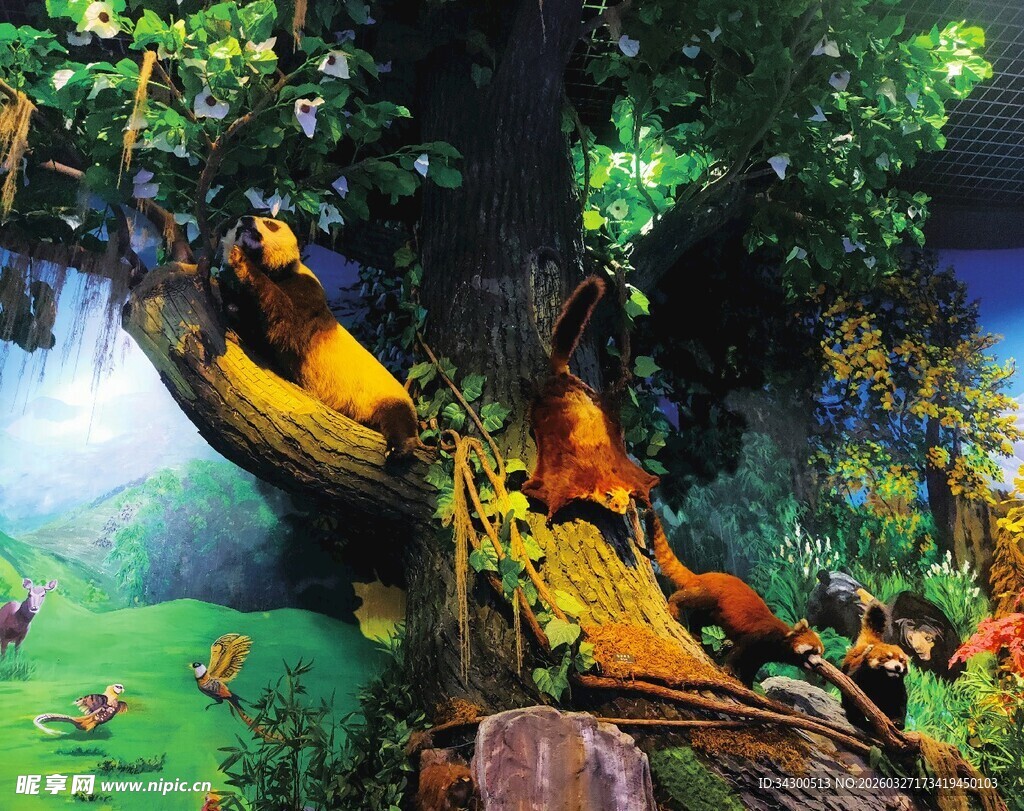 丛林中的动物雕塑景观