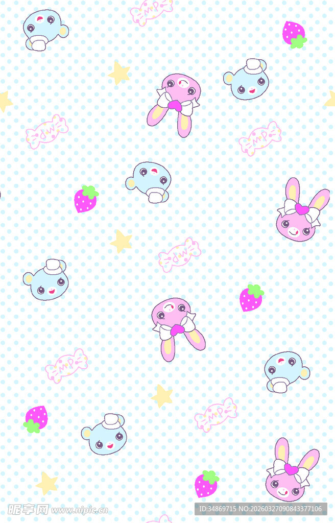 数码印花可爱兔子图 