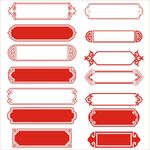 红色中式边框标签集合