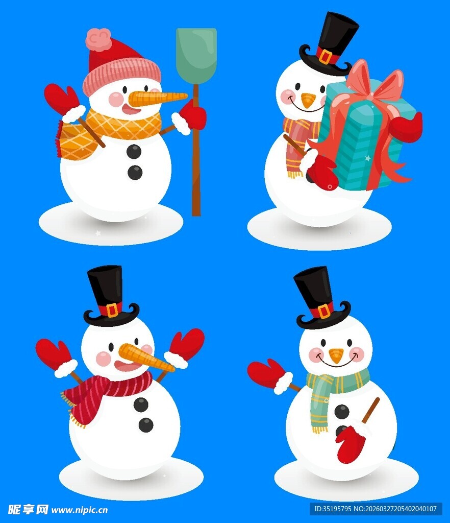 可爱雪人插画集合