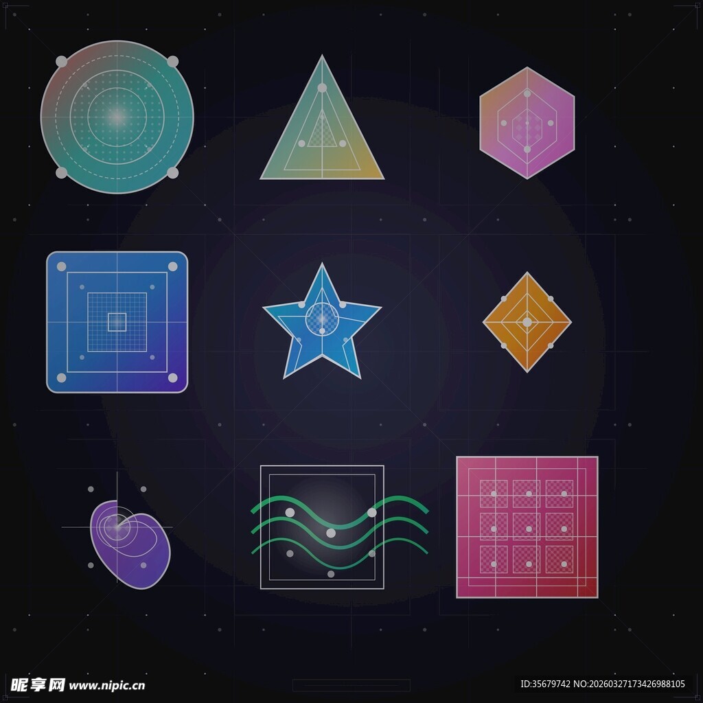 多彩几何图形设计元素