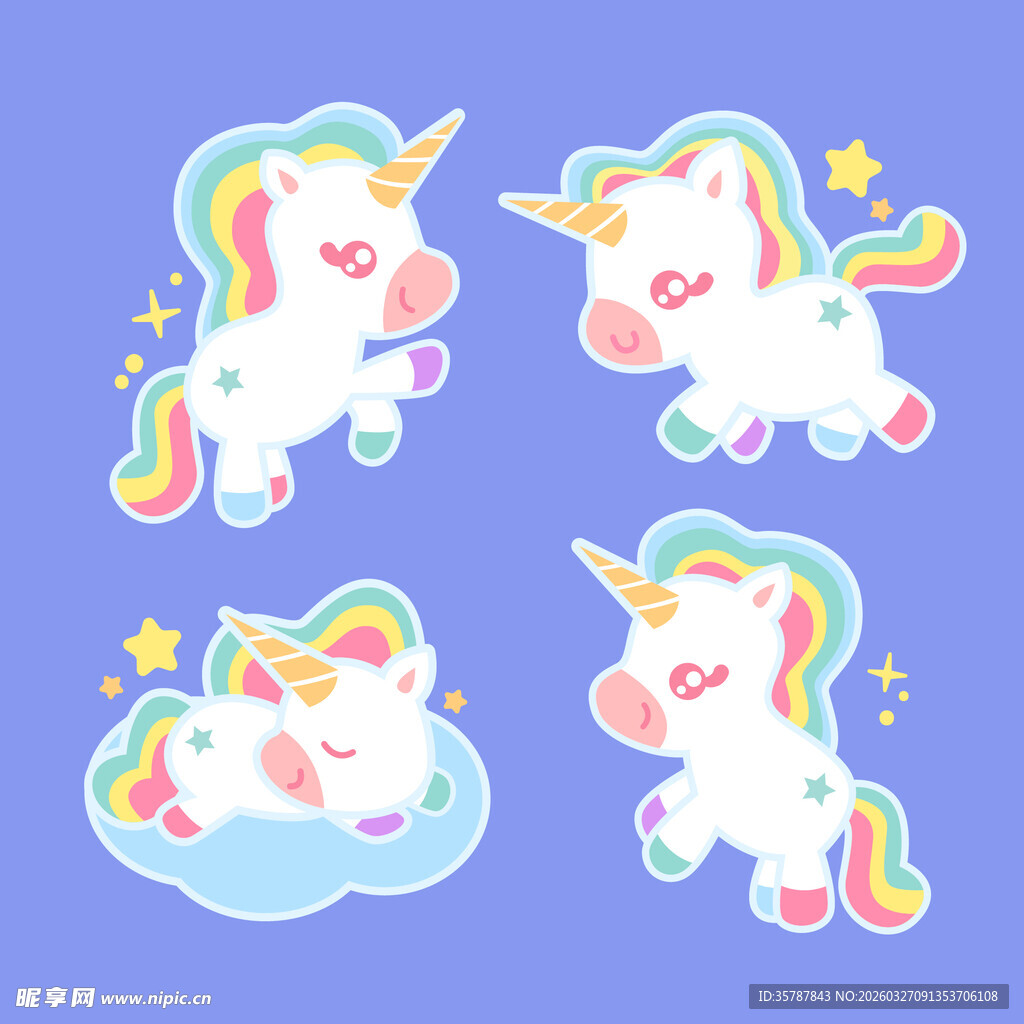 可爱独角兽卡通形象集合