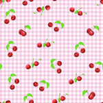粉色格纹底樱桃图案背景