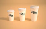 三个简约咖啡纸杯展示