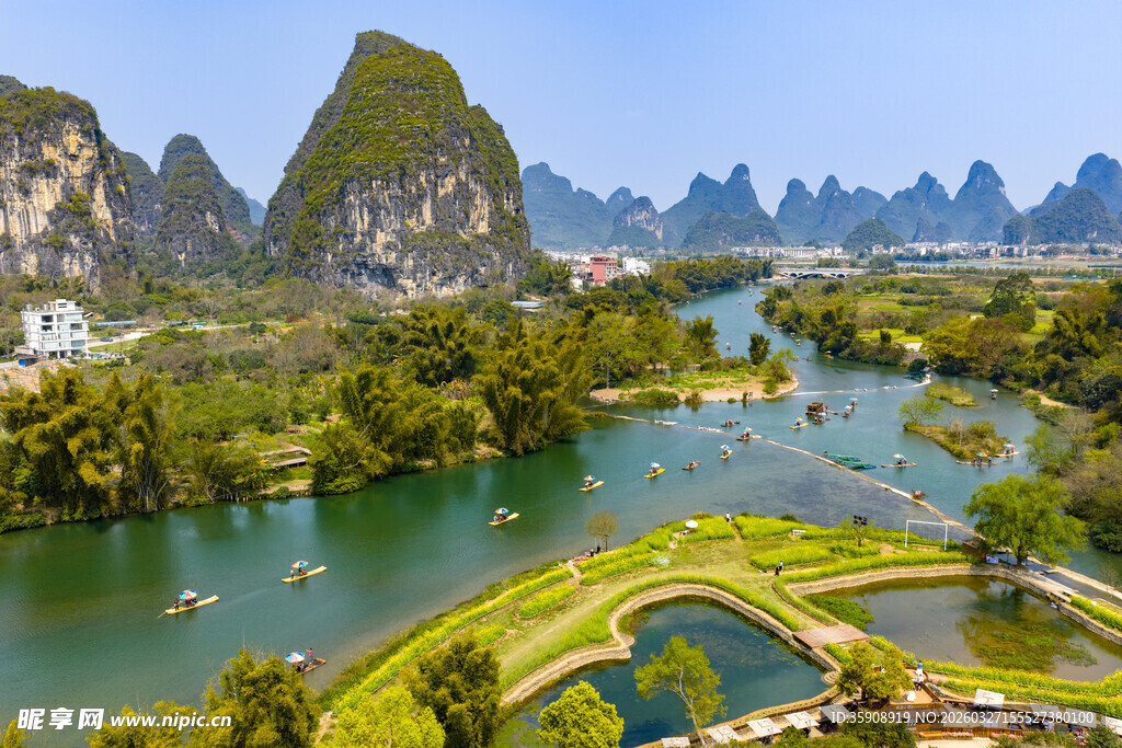 亚洲中国广西桂林阳朔遇龙河风光