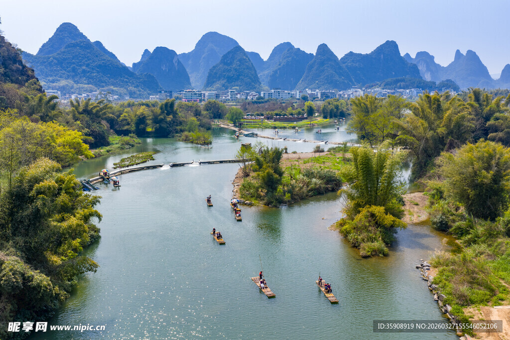 亚洲中国广西桂林阳朔遇龙河风光