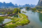 亚洲中国广西桂林阳朔遇龙河风光