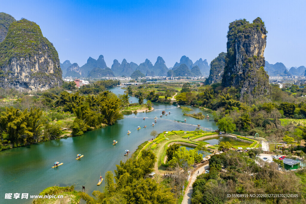 亚洲中国广西桂林阳朔遇龙河风光
