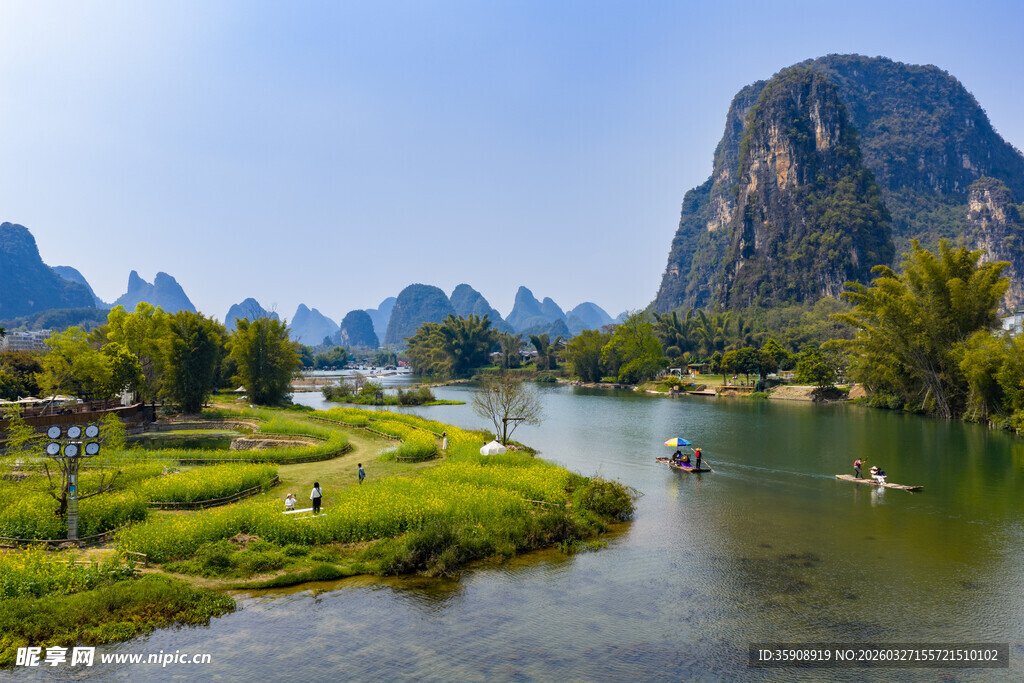 亚洲中国广西桂林阳朔遇龙河风光