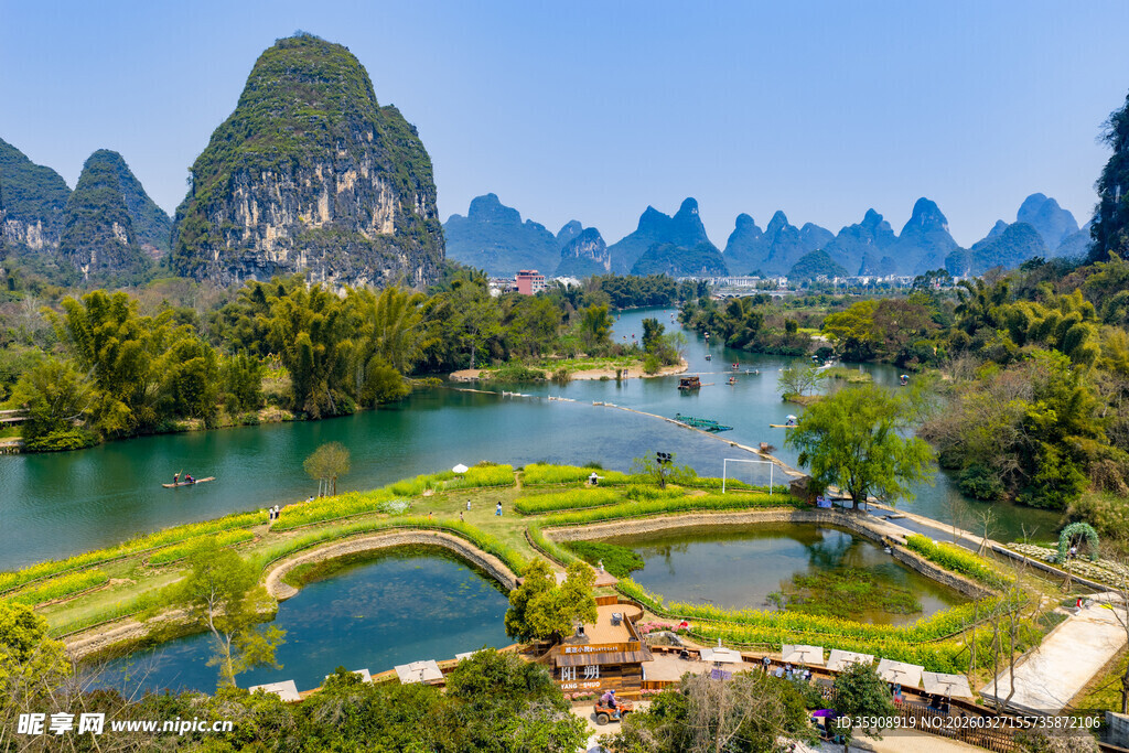 亚洲中国广西桂林阳朔遇龙河风光