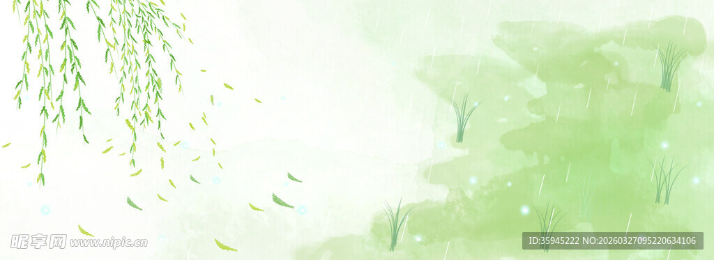 清新绿意柳景图