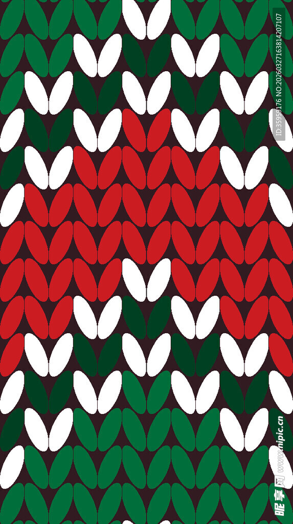 红绿白针织波浪花纹图案
