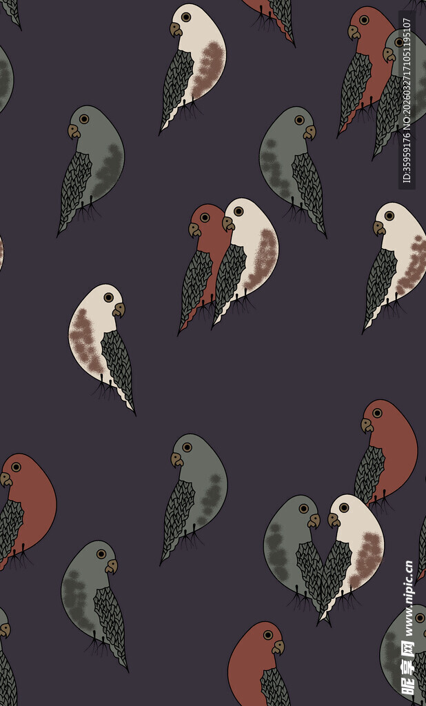 多彩小鸟图案背景纹理