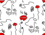 手绘风表情图案无缝背景