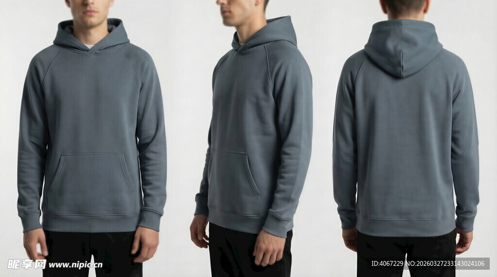 深灰蓝色简约帽衫样机