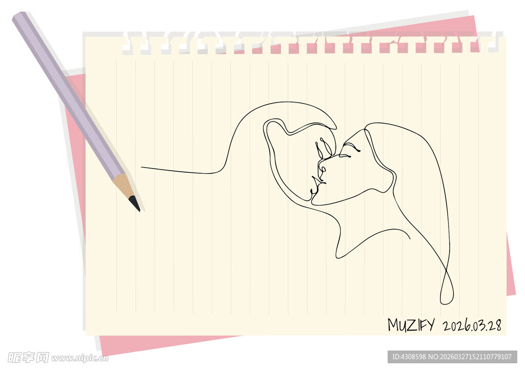 线条画 情侣简笔画