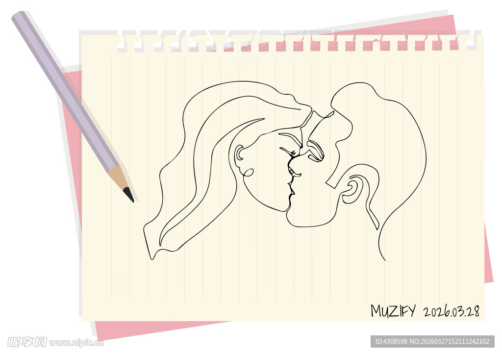 线条画 情侣头像