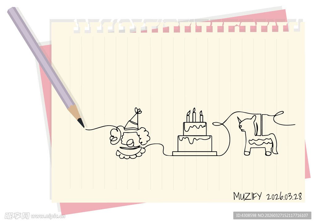 线条画 生日蛋糕