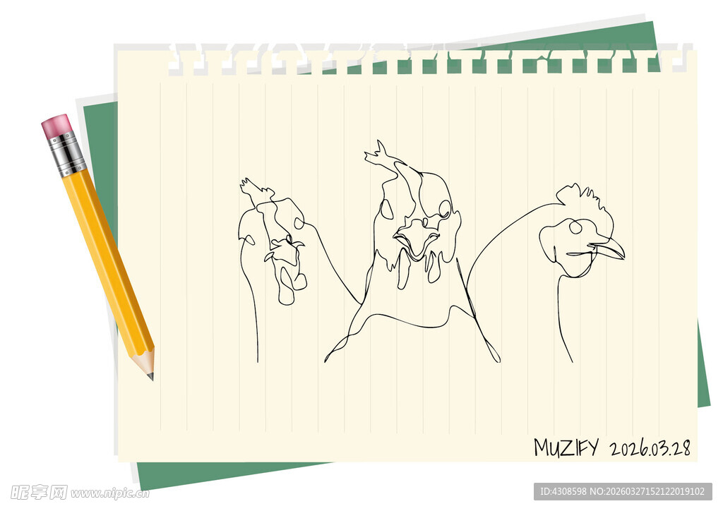 线条画 公鸡头像