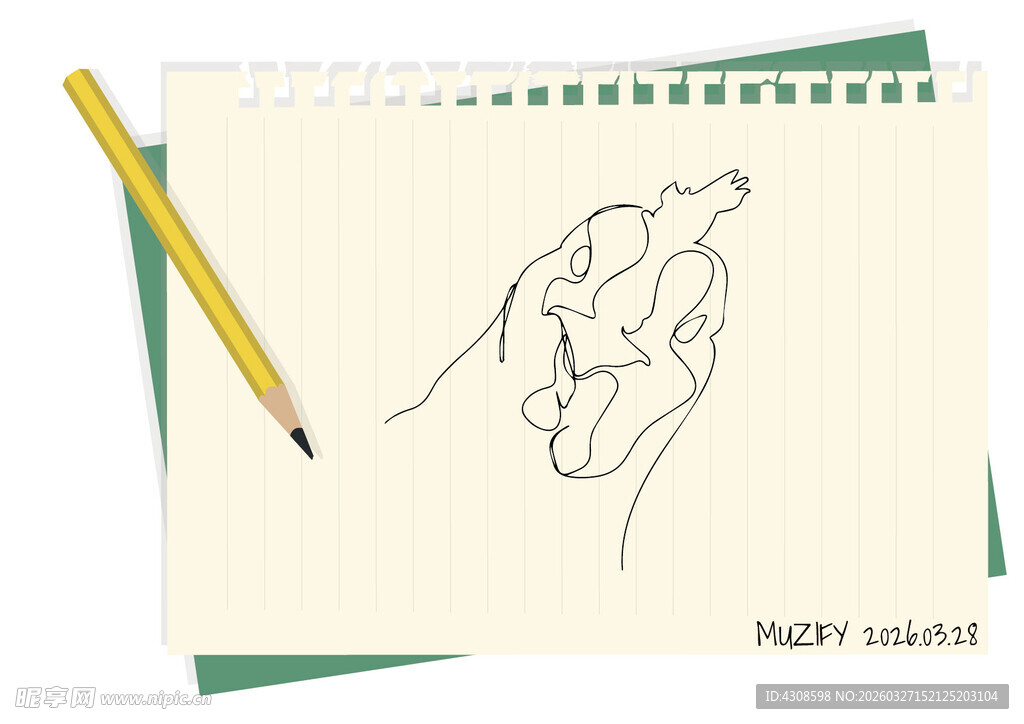 线条画 公鸡头像