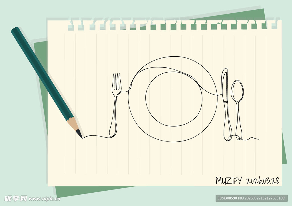 线条画 西餐餐具