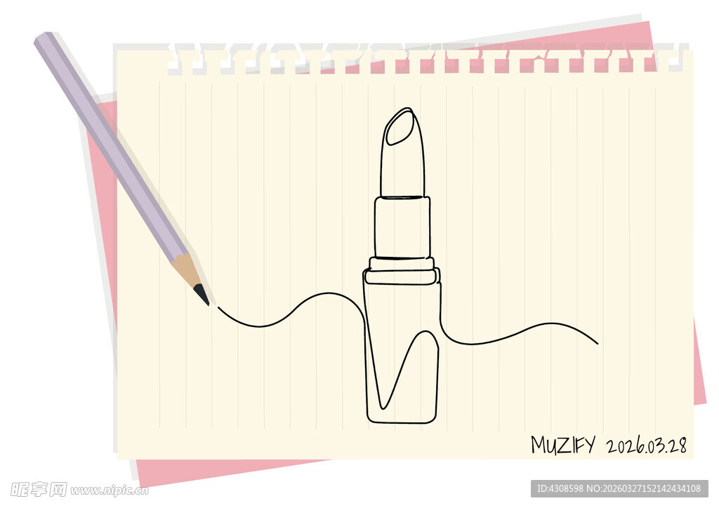 线条画 口红