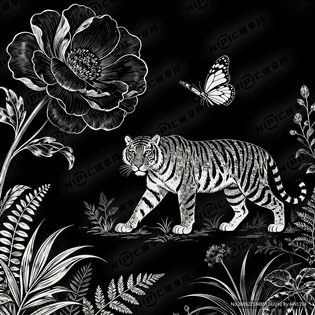 请模仿DIOR的森林老虎包包图