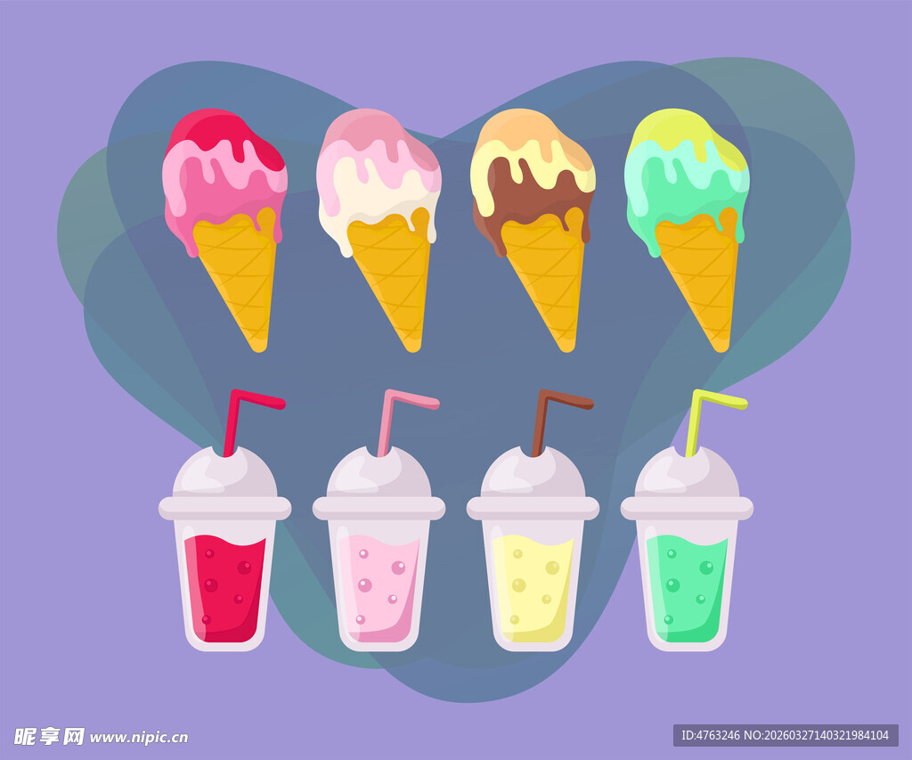 多彩冰淇淋与清凉饮品