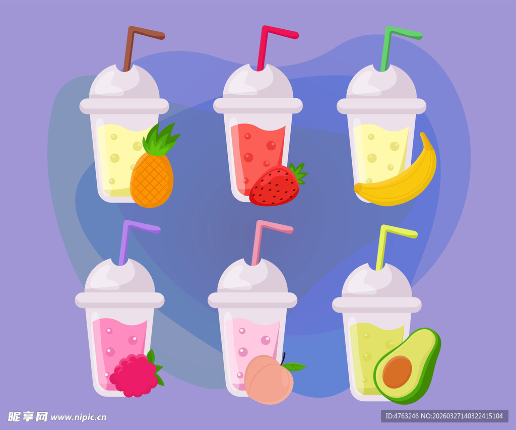 缤纷水果奶昔饮品展示