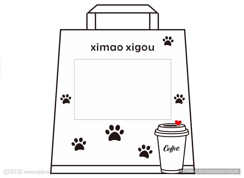 简约宠物主题手提袋与杯具